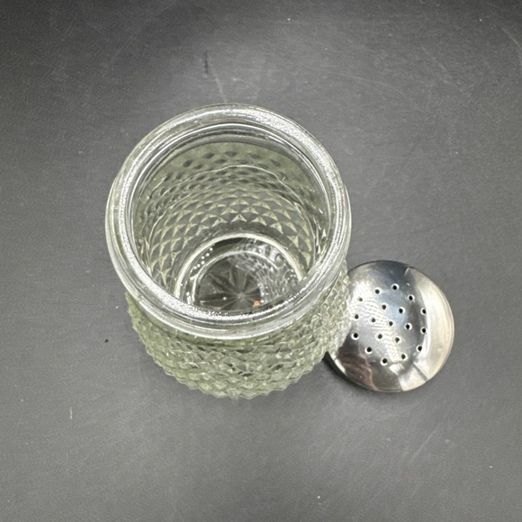 Vtg Glass Sugar Shaker Restaurant Diamond Point Dispenser MCM Hong Kong 4.5” - Picture 4 of 4